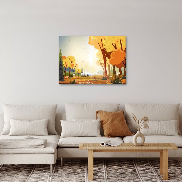 Kép - őszi táj, illusztrációk (70x50 cm)