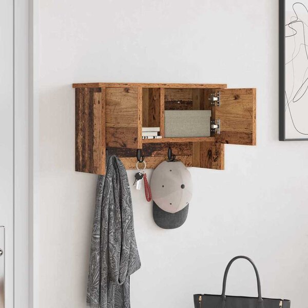 Fali Kabáthorog polcokkal Öreg fa 50 x 20 x 30 cm Faanyag