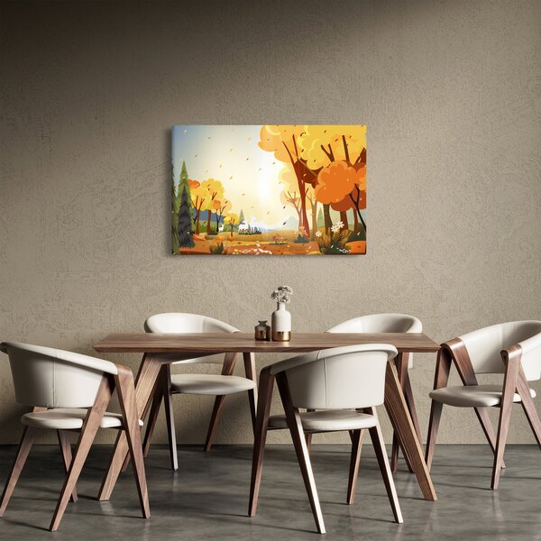 Kép - őszi táj, illusztrációk (90x60 cm)