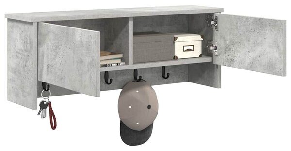 Fali Kabáthorog polcokkal Beton Szürke 80 x 20 x 30 cm Faanyag