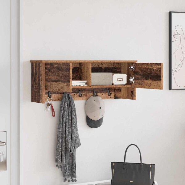 Fali Kabáthorog polcokkal Öreg fa 80 x 20 x 30 cm Faanyag