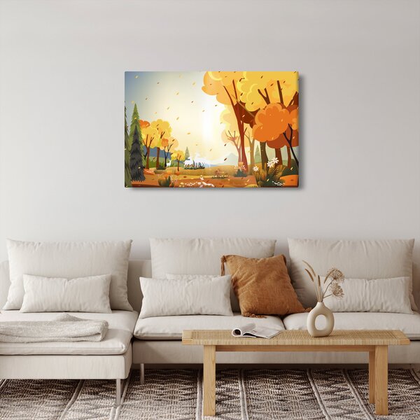 Kép - őszi táj, illusztrációk (90x60 cm)