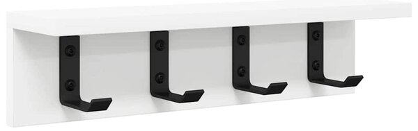 Fali Kabáthorog polcokkal Fehér 40 x 10.5 x 10.5 cm Faanyag