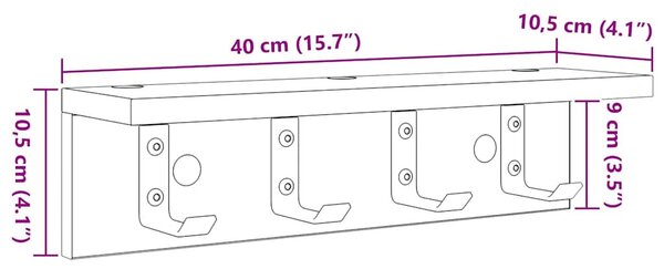 Fali Kabáthorog polcokkal Fehér 40 x 10.5 x 10.5 cm Faanyag