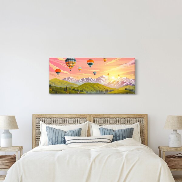 Léggömbök képe a táj felett (120x50 cm)