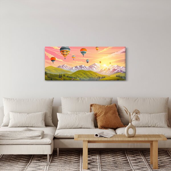 Léggömbök képe a táj felett (120x50 cm)