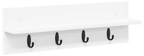 Fali Kabáthorog polcokkal Fehér 60 x 10.5 x 18 cm Faanyag