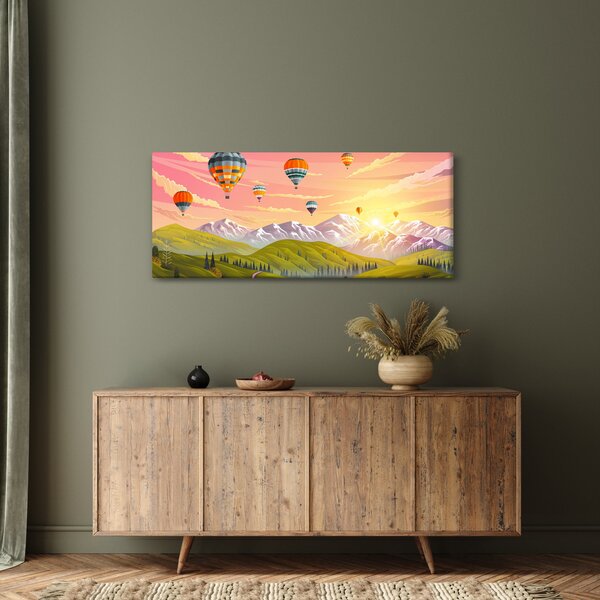 Léggömbök képe a táj felett (120x50 cm)