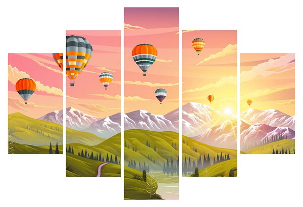 Léggömbök képe a táj felett (150x105 cm)