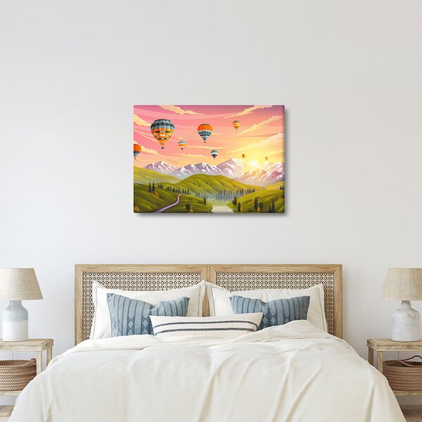 Léggömbök képe a táj felett (70x50 cm)