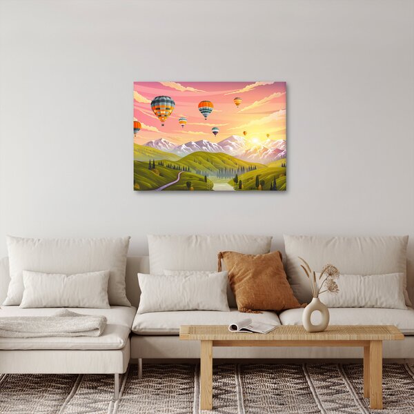 Léggömbök képe a táj felett (70x50 cm)