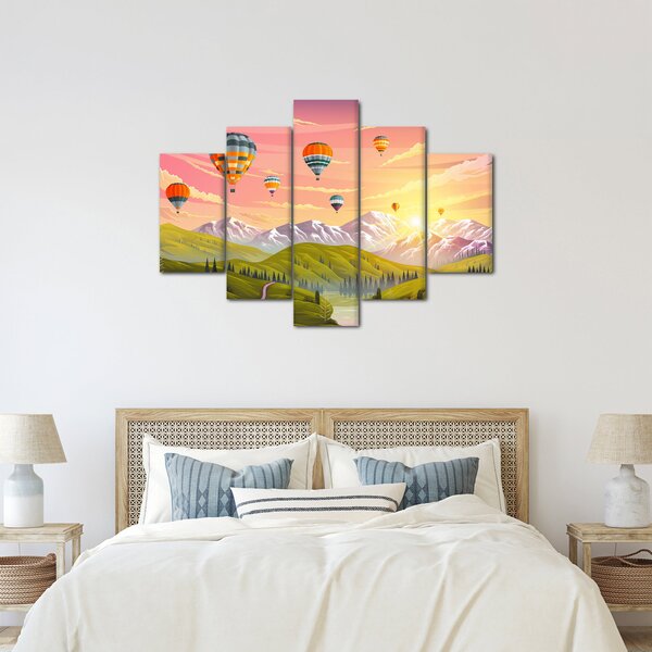 Léggömbök képe a táj felett (150x105 cm)