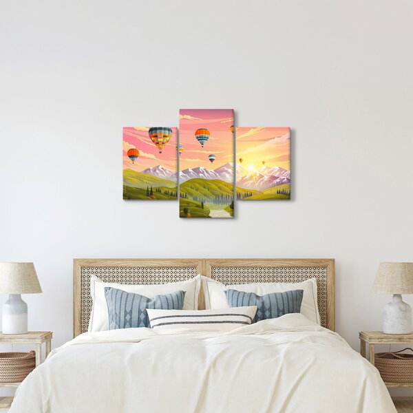 Léggömbök képe a táj felett (90x60 cm)