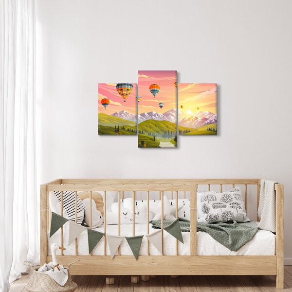 Léggömbök képe a táj felett (90x60 cm)