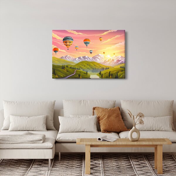 Léggömbök képe a táj felett (90x60 cm)
