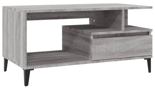 Szürke sonoma szerelt fa dohányzóasztal 90x49x45 cm