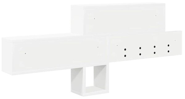 Fali Kabáthorog polcokkal Fehér 100 x 12 x 43,5 cm Faanyag