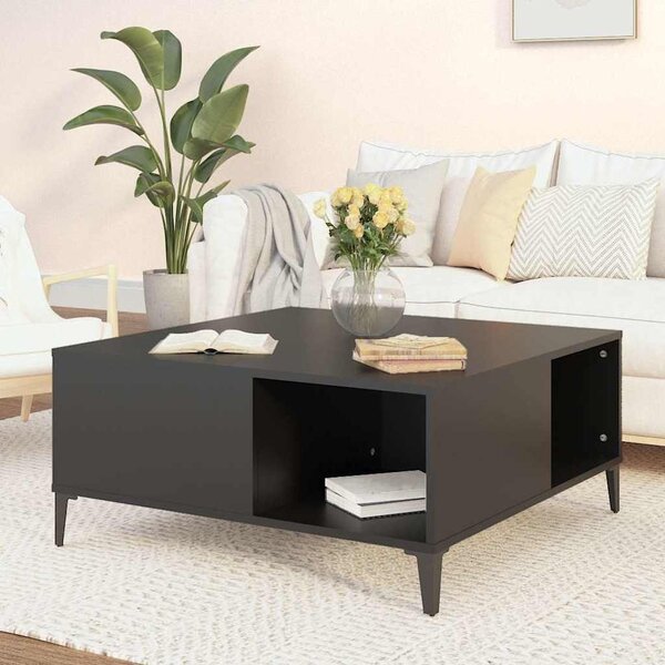 Fekete szerelt fa dohányzóasztal 80x80x36,5 cm