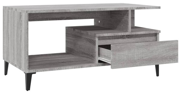 Szürke sonoma szerelt fa dohányzóasztal 90x49x45 cm