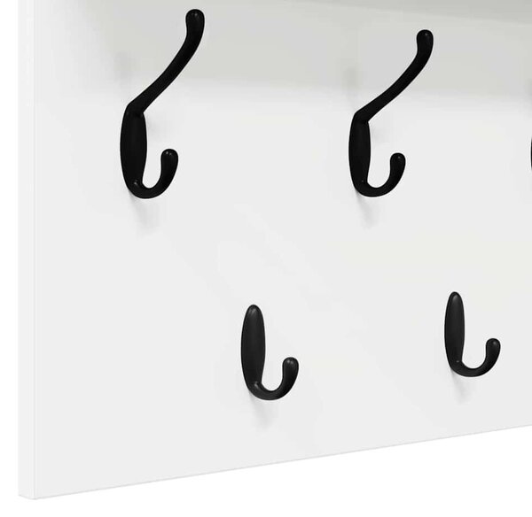 Fali Kabáthorog polcokkal Fehér 100 x 40 x 12 cm Faanyag