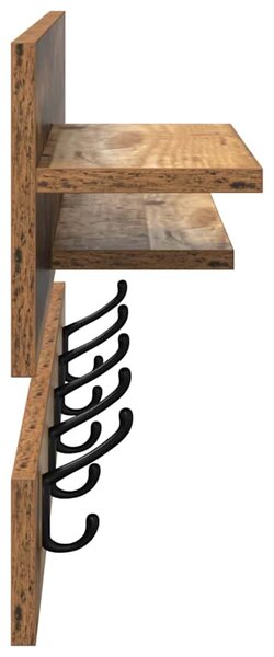 Fali Kabáthorog polcokkal Öreg fa 90 x 15 x 36 cm Faanyag