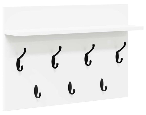 Fali Kabáthorog polcokkal Fehér 60 x 40 x 12 cm Faanyag