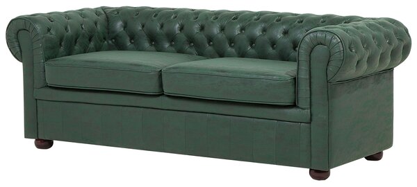 Kanapé 3 személyes CHESTERFIELD Műbőr Zöld