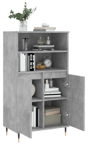 Betonszürke szerelt fa magasszekrény 60 x 36 x 110 cm