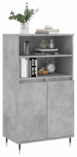 Betonszürke szerelt fa magasszekrény 60 x 36 x 110 cm