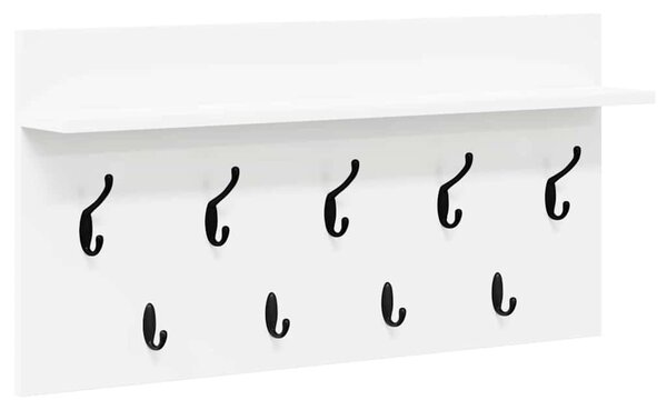 Fali Kabáthorog polcokkal Fehér 80 x 40 x 12 cm Faanyag