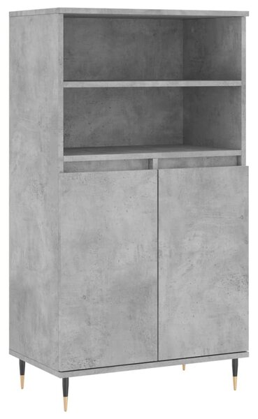 Betonszürke szerelt fa magasszekrény 60 x 36 x 110 cm