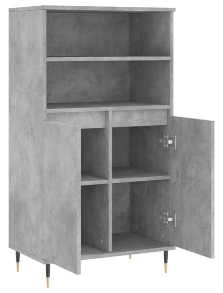 Betonszürke szerelt fa magasszekrény 60 x 36 x 110 cm