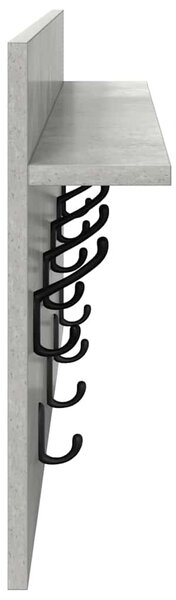 Fali Kabáthorog polcokkal Beton Szürke 80 x 40 x 12 cm Faanyag