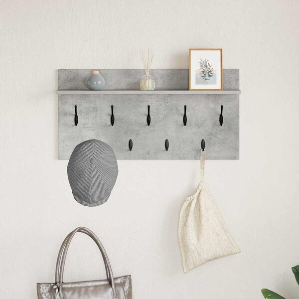 Fali Kabáthorog polcokkal Beton Szürke 80 x 40 x 12 cm Faanyag