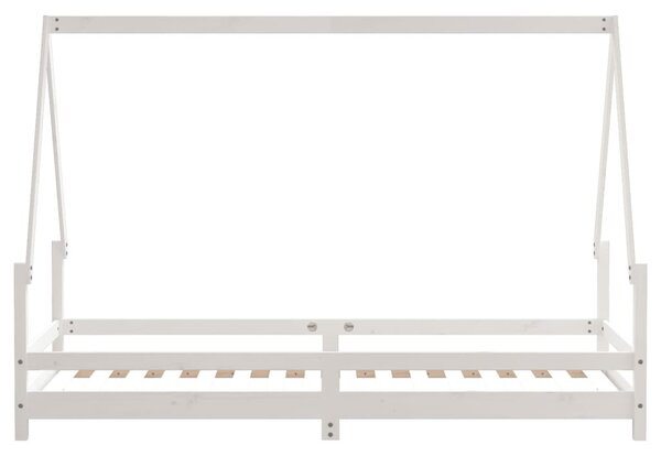 Fehér tömör fenyőfa gyerekágykeret 80 x 200 cm