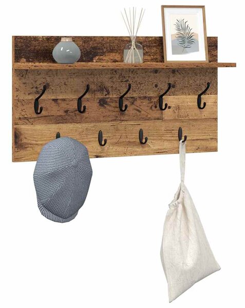 Fali Kabáthorog polcokkal Öreg fa 80 x 40 x 12 cm Faanyag