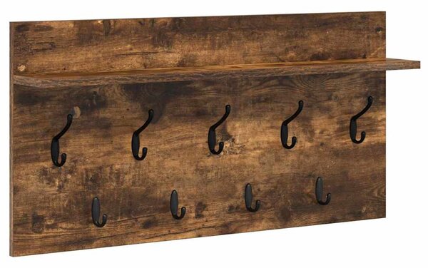 Fali Kabáthorog polcokkal Füstölt tölgy 80 x 40 x 12 cm Faanyag