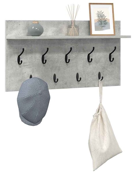 Fali Kabáthorog polcokkal Beton Szürke 80 x 40 x 12 cm Faanyag