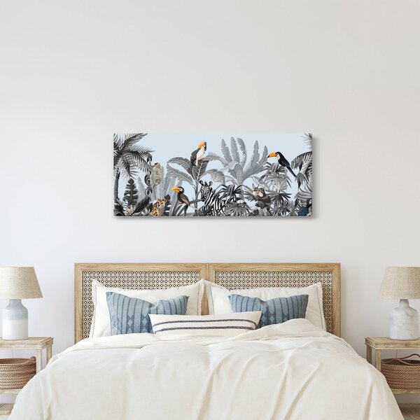 Állatok képe egy trópusi erdőben (120x50 cm)