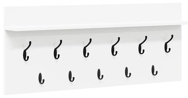 Fali Kabáthorog polcokkal Fehér 100 x 40 x 12 cm Faanyag