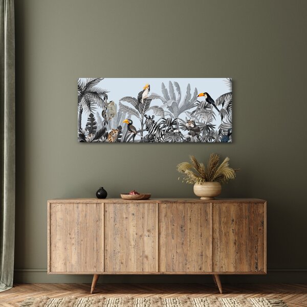 Állatok képe egy trópusi erdőben (120x50 cm)