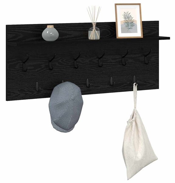 Fali Kabáthorog polcokkal Fekete tölgy 100 x 40 x 12 cm Faanyag
