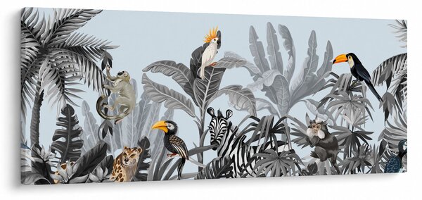 Állatok képe egy trópusi erdőben (120x50 cm)