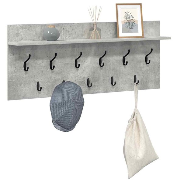 Fali Kabáthorog polcokkal Beton Szürke 100 x 40 x 12 cm Faanyag