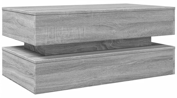 Szürke sonoma színű dohányzóasztal LED-lámpákkal 90x50x40 cm