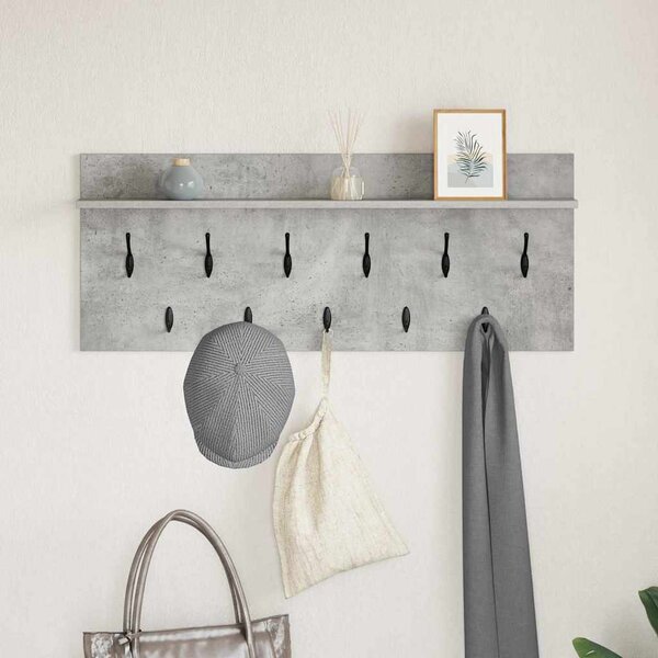 Fali Kabáthorog polcokkal Beton Szürke 100 x 40 x 12 cm Faanyag
