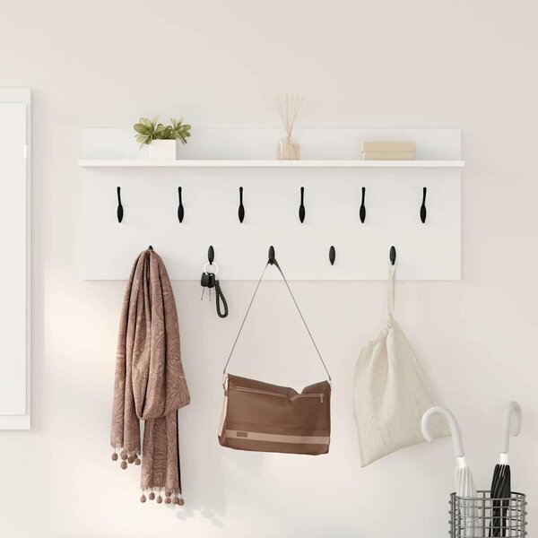 Fali Kabáthorog polcokkal Fehér 100 x 40 x 12 cm Faanyag
