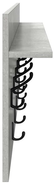 Fali Kabáthorog polcokkal Beton Szürke 100 x 40 x 12 cm Faanyag