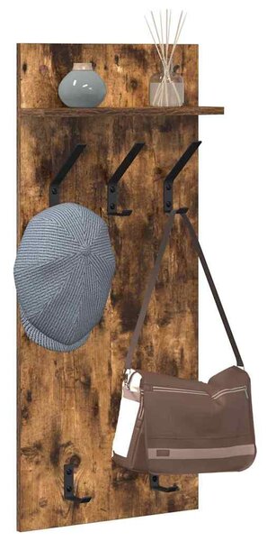 Fali Kabáthorog polcokkal Füstölt tölgy 40 x 10 x 90 cm Faanyag
