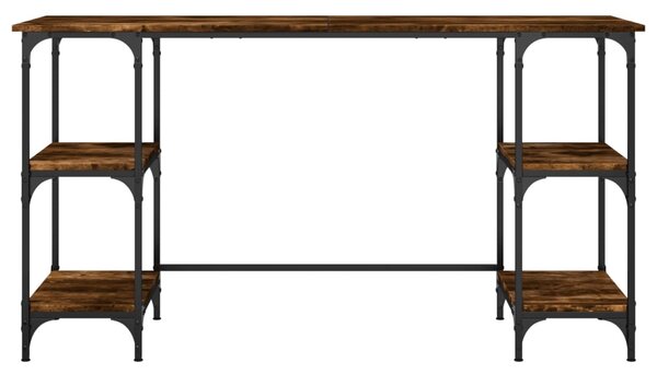 Füstös tölgy színű fém és szerelt fa íróasztal 140 x 50 x 75 cm